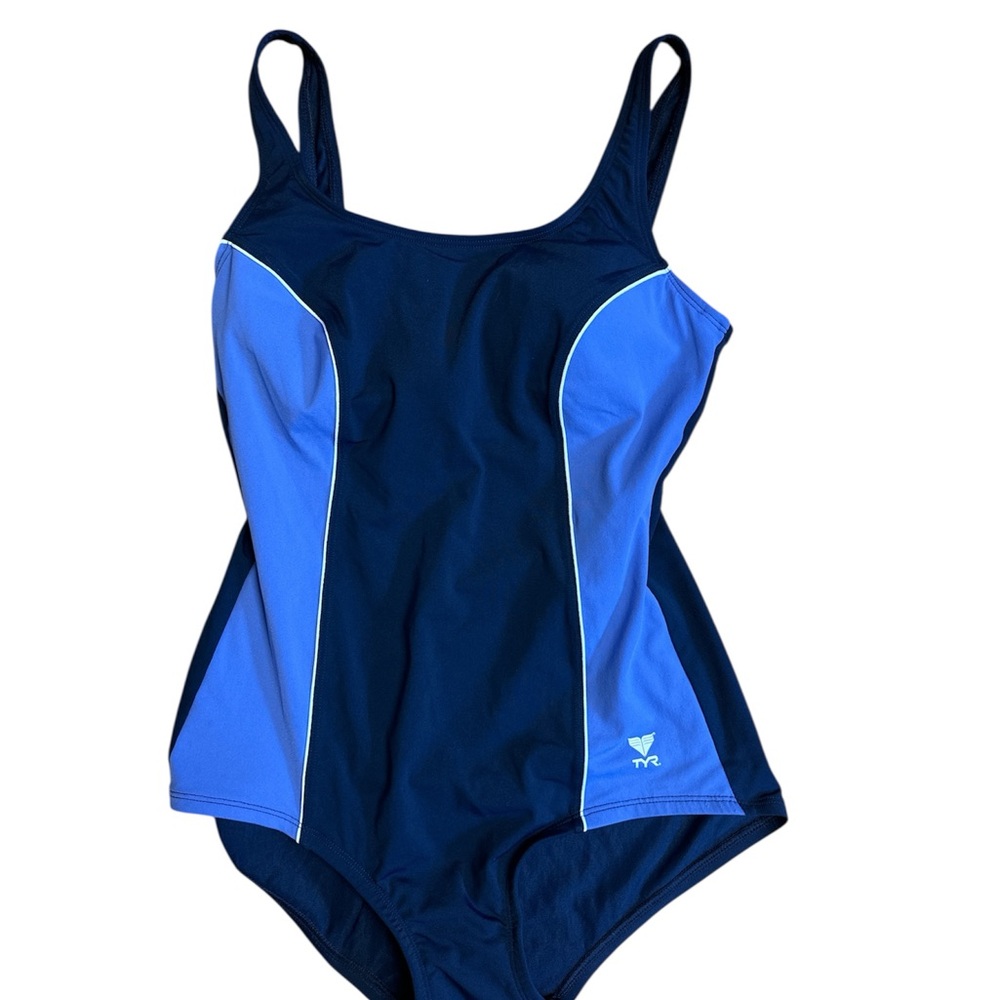 TYR Navy and Purple Full-Piece Swimsuit
